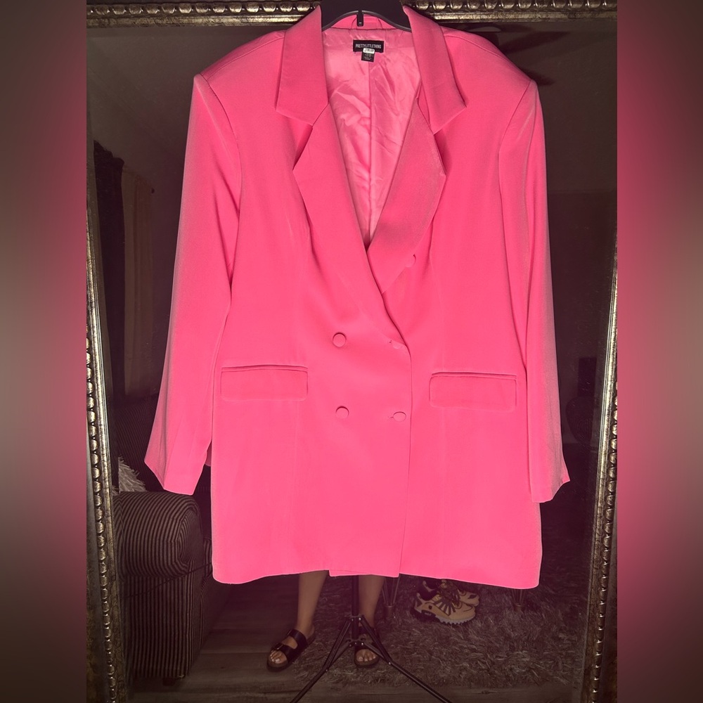 PrettyLittleThing Hot Pink Long Sleeve Blazer Dress - Picture 3 of 4